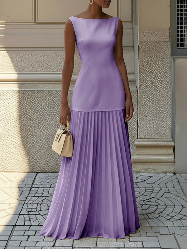 Robe Longue de Soirée en Gaze pour Femme – Col Bateau Élégant - Image 7