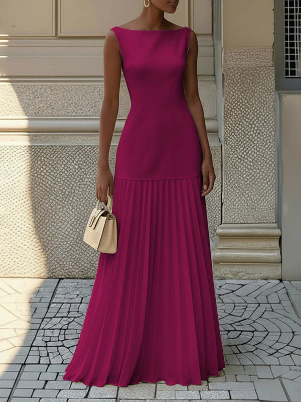Robe Longue de Soirée en Gaze pour Femme – Col Bateau Élégant - Image 8
