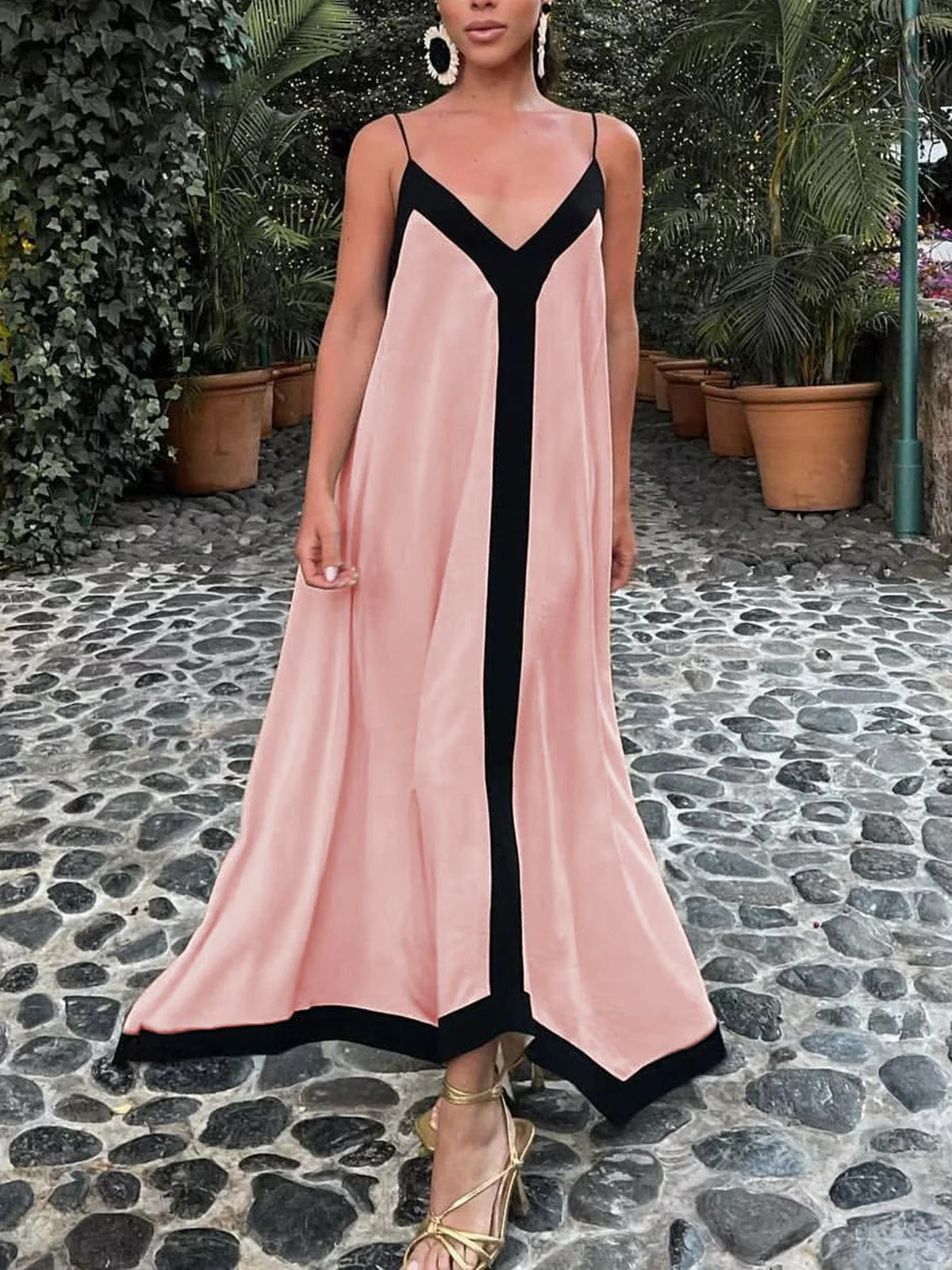 Robe Longue Élégante à Fines Bretelles pour Femme – Décolleté en V et Coupe Fluide - Image 7