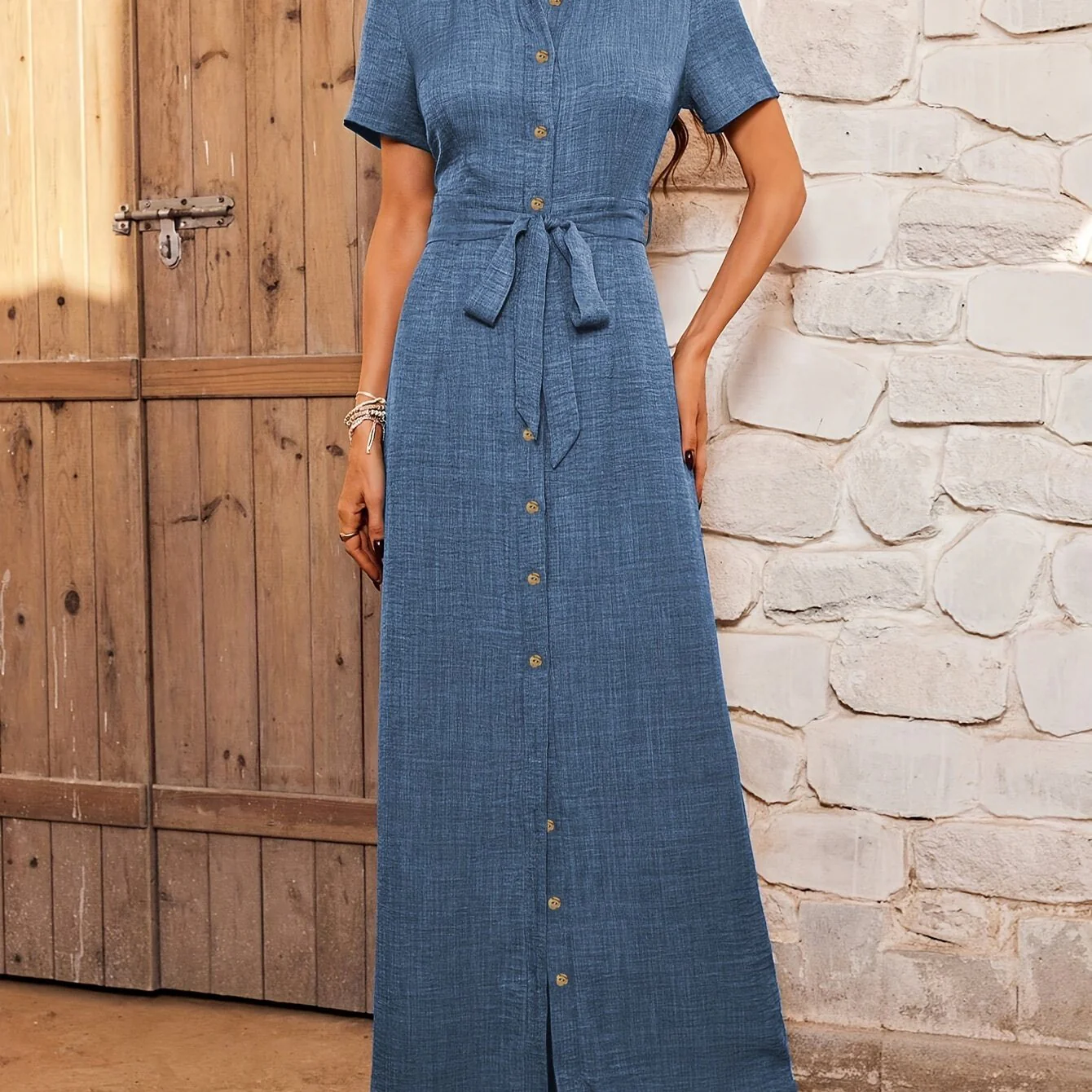 Robe Longue Élégante Femme à Boutonnage Simple – Fluide, Légère, Flatteuse - Image 12