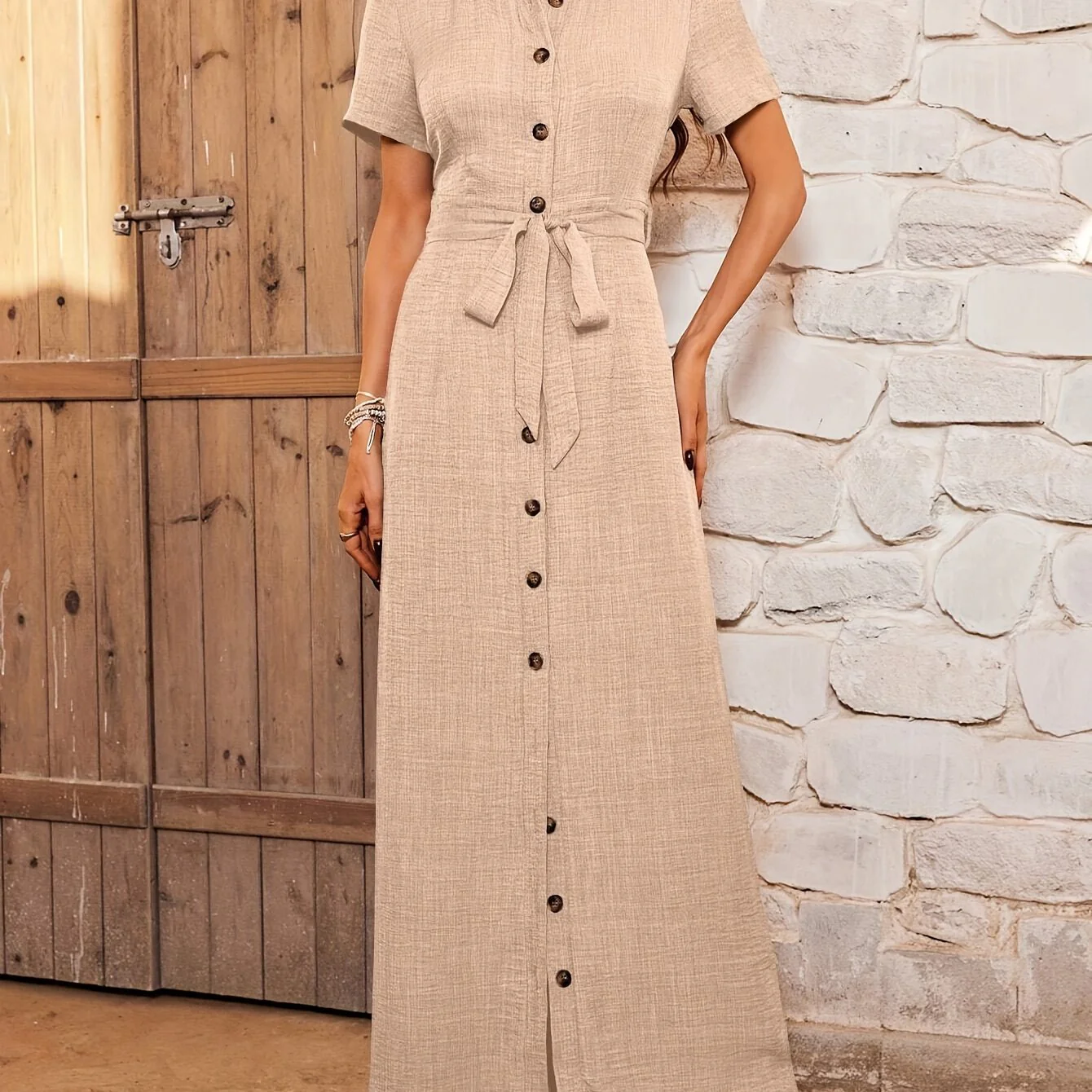 Robe Longue Élégante Femme à Boutonnage Simple – Fluide, Légère, Flatteuse - Image 5