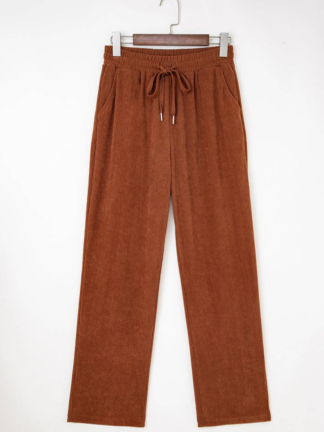 Pantalon Large Élégant en Velours pour Femme – Style Décontracté Chic Uni avec Cordon - Image 7