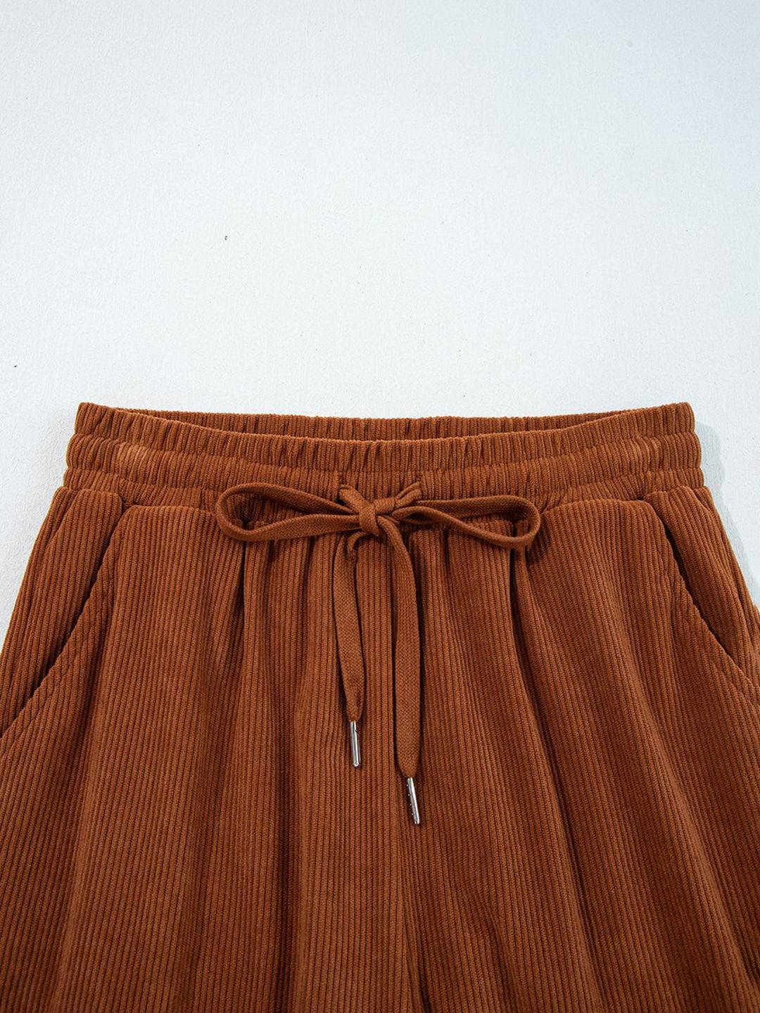 Pantalon Large Élégant en Velours pour Femme – Style Décontracté Chic Uni avec Cordon - Image 9