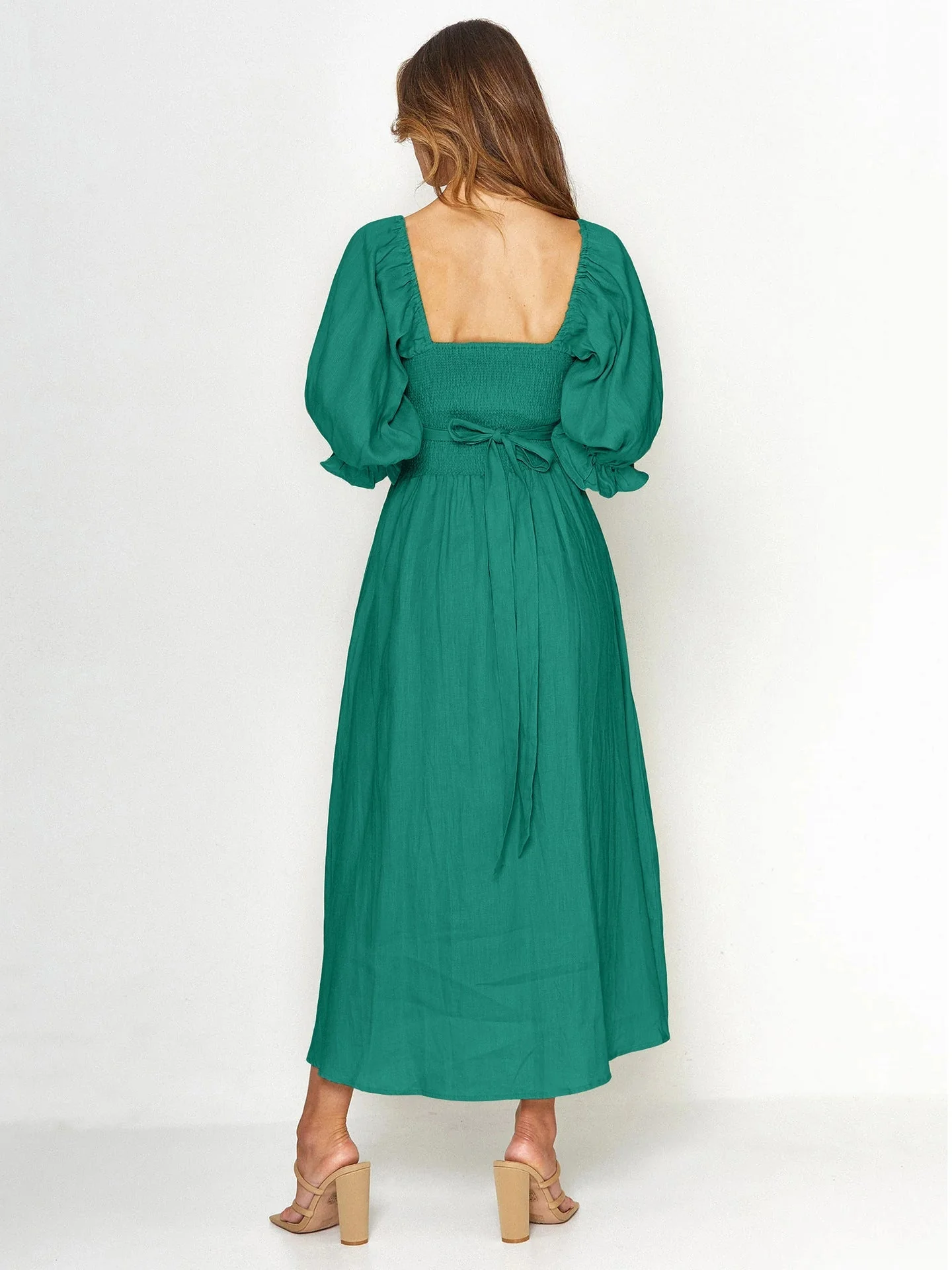 Robe longue femme à lien à la taille – Robe romantique élégante - Image 5