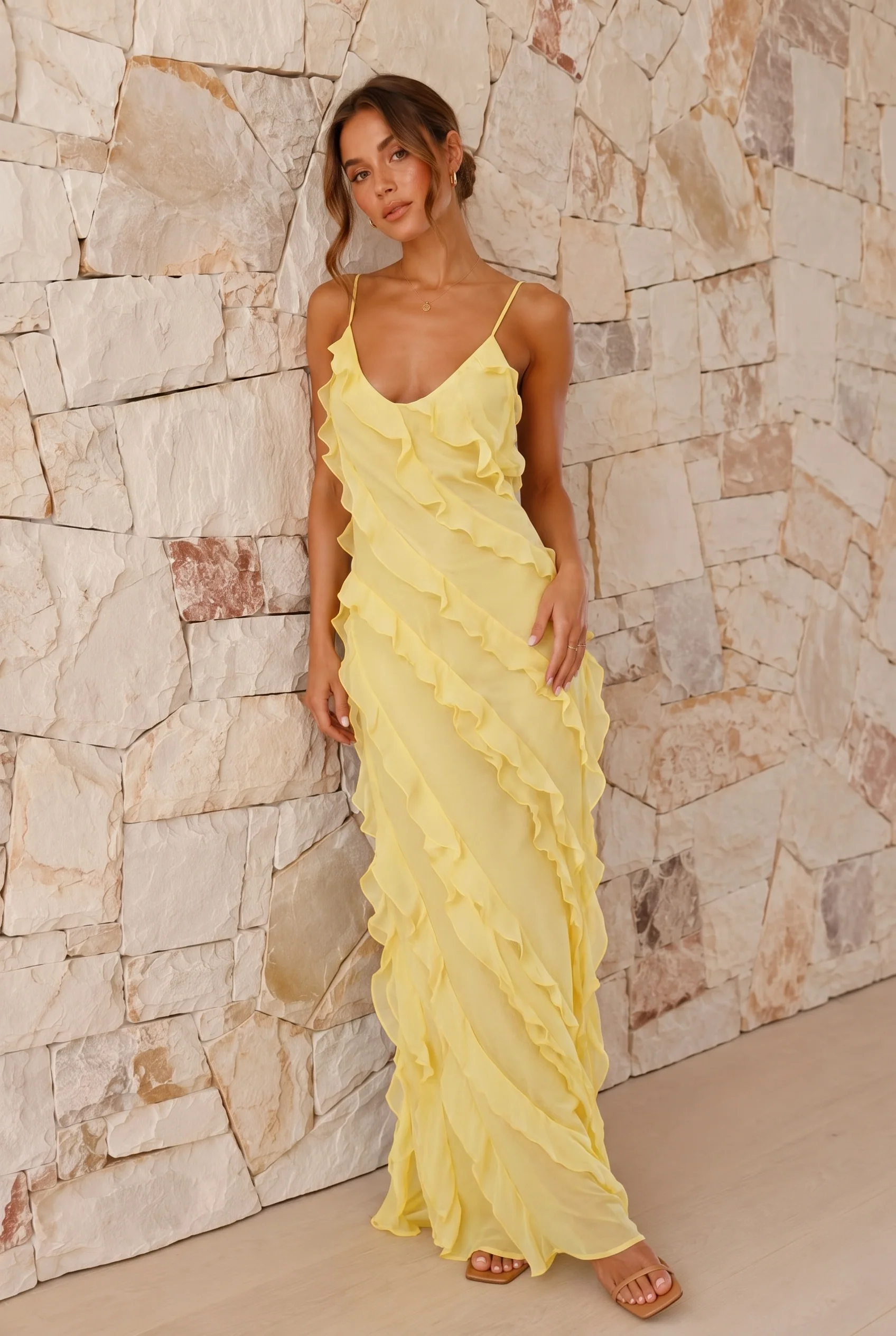 Robe longue femme a volants - Fleurie et legere - Image 2