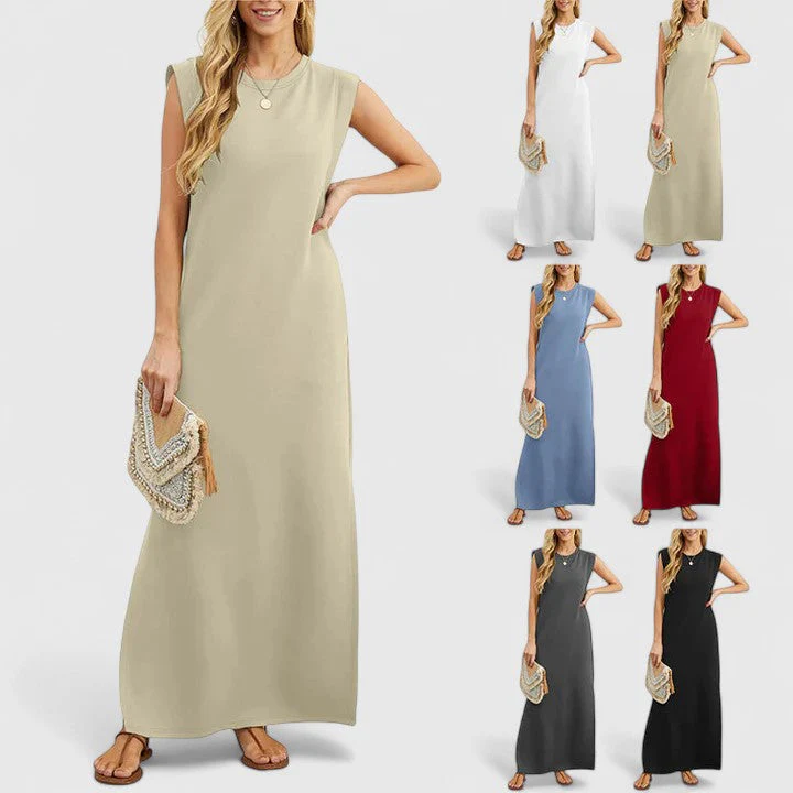 Robe Longue Femme d’Été à Col Rond – Robe Décontractée Ample - Image 3