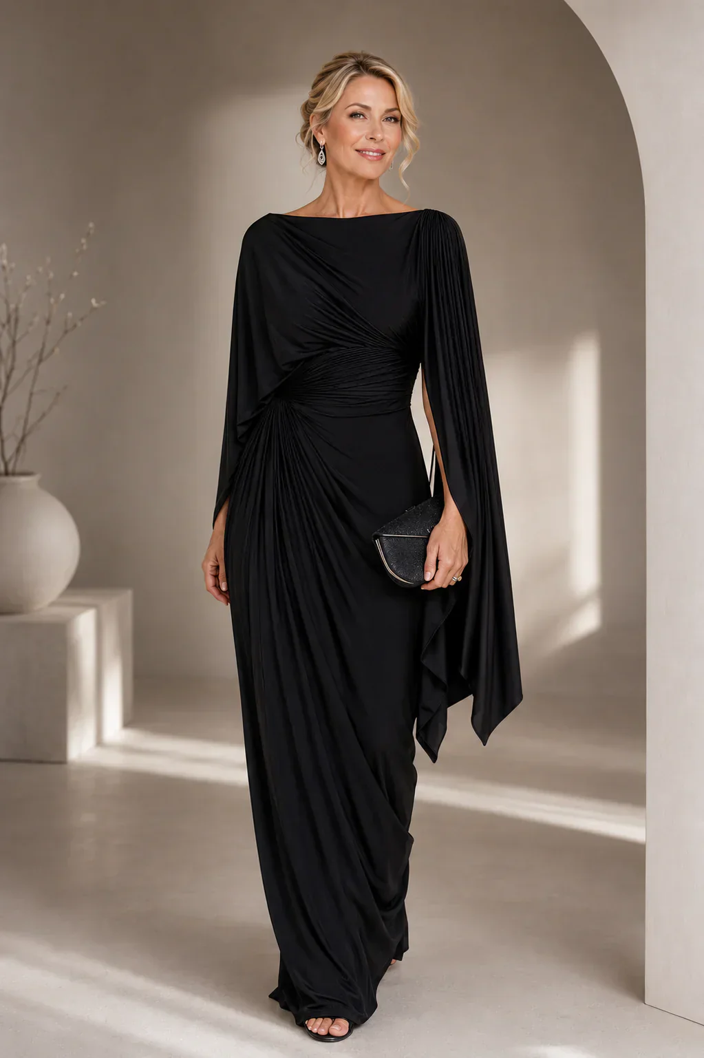 Robe longue femme plissee - Fluide et elegante - Image 3
