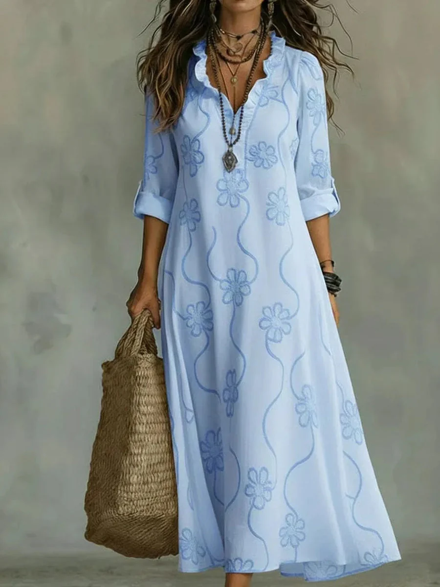 Robe longue fleurie femme d'ete - Fluide et lumineuse