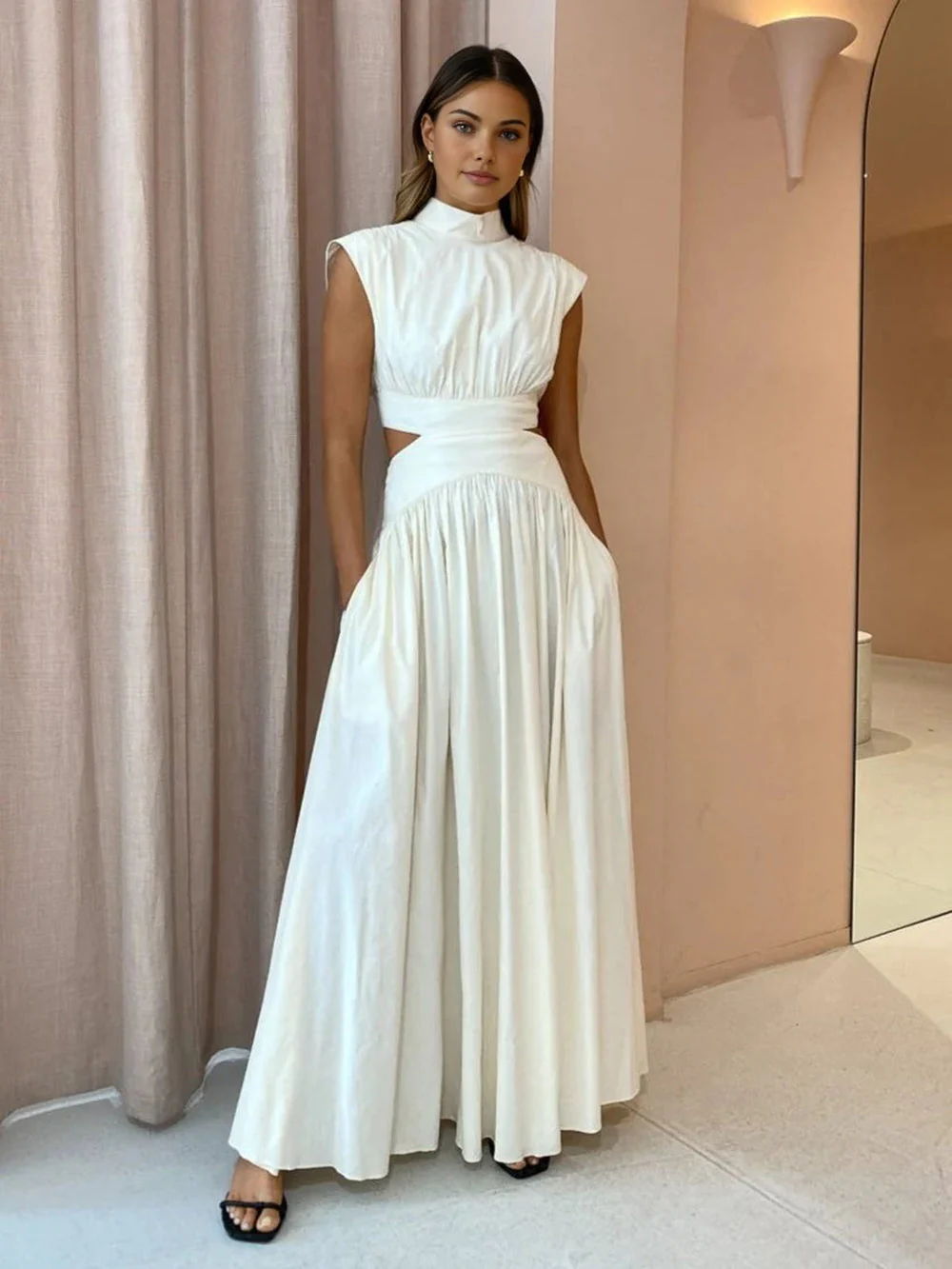 Robe longue pour femme avec décolleté hanches ouvertes - Robe élégante et fluide - Image 3