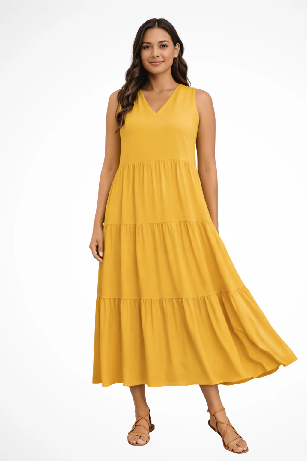 Robe longue sans manches à volants pour femme – Style décontracté d'été, fluide et léger - Image 2