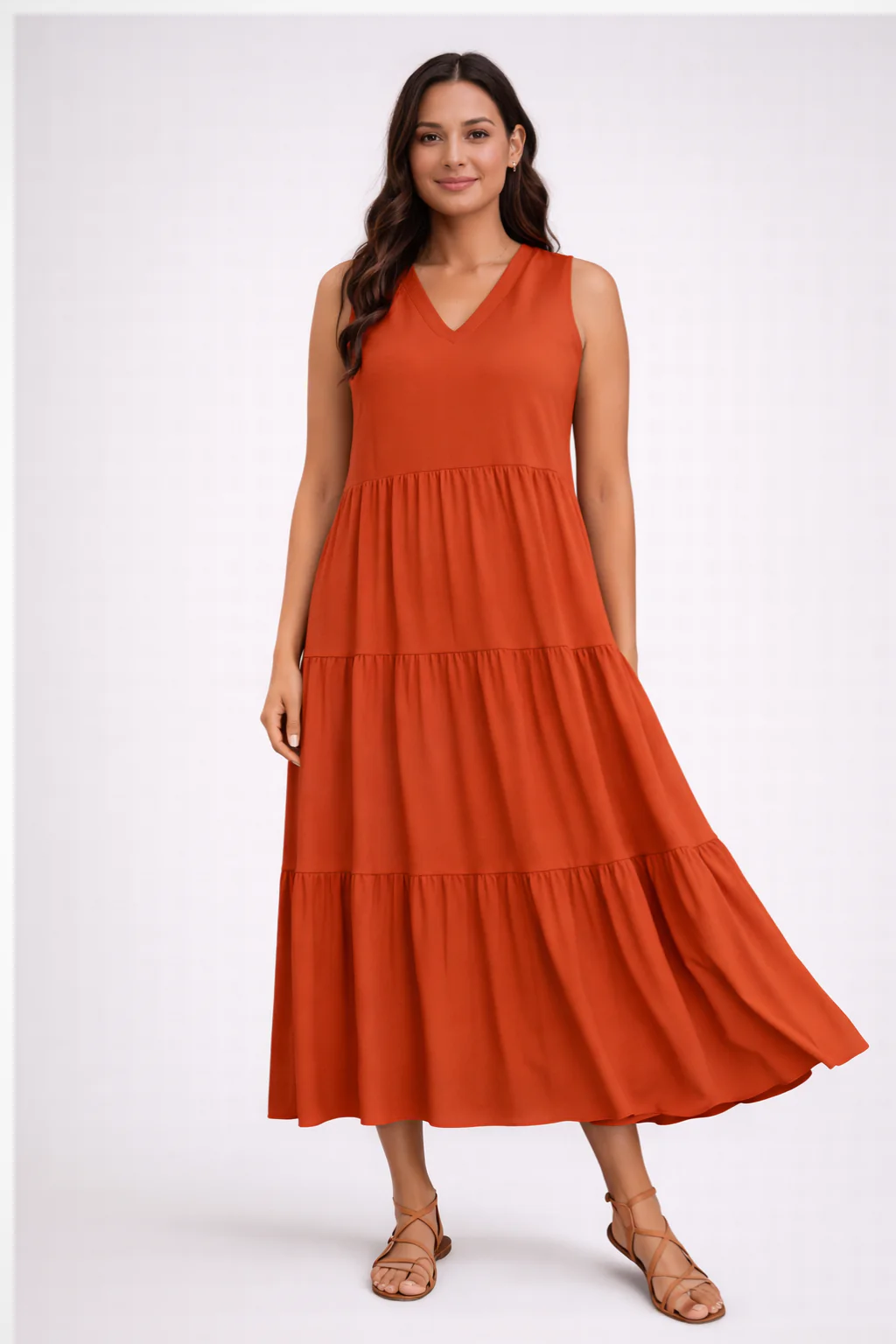 Robe longue sans manches à volants pour femme – Style décontracté d'été, fluide et léger - Image 3