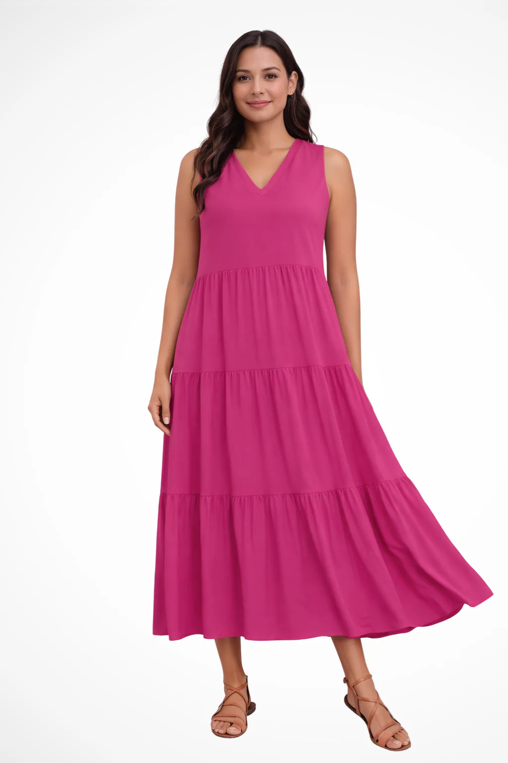 Robe longue sans manches à volants pour femme – Style décontracté d'été, fluide et léger - Image 4
