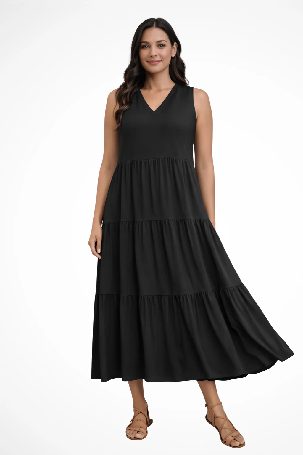 Robe longue sans manches à volants pour femme – Style décontracté d'été, fluide et léger - Image 5