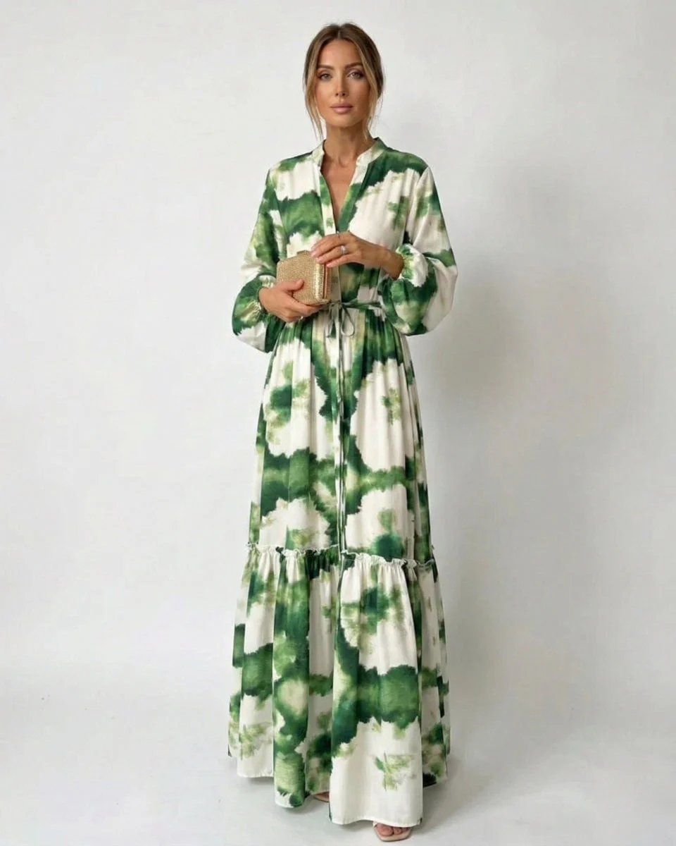 Robe maxi à ceinture nouée pour femme – Style fluide et élégant, idéal pour les fêtes