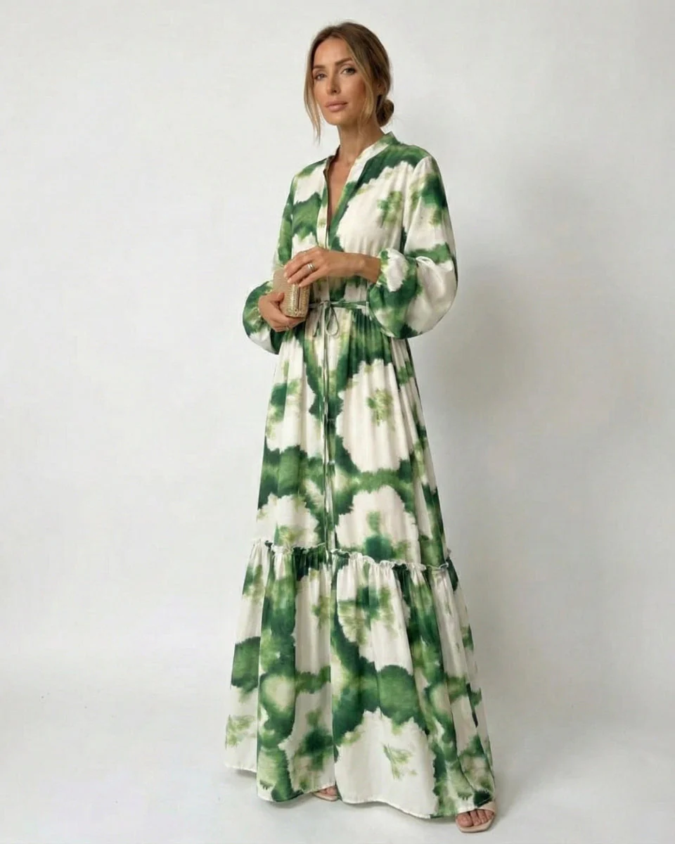 Robe maxi à ceinture nouée pour femme – Style fluide et élégant, idéal pour les fêtes - Image 2