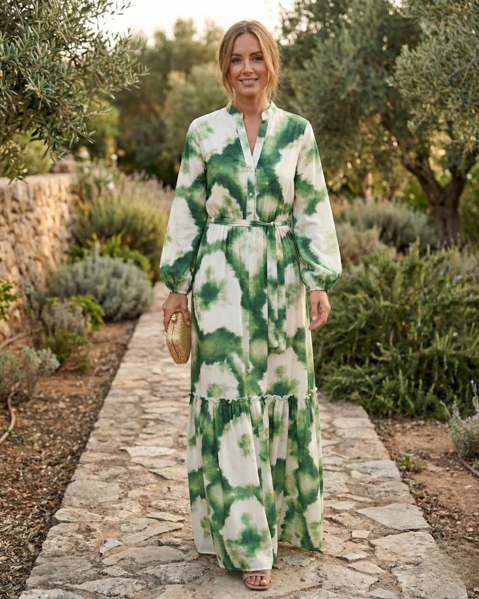 Robe maxi à ceinture nouée pour femme – Style fluide et élégant, idéal pour les fêtes - Image 4