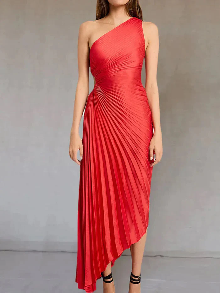 Robe maxi asymetrique femme plissee - Elegante et fluide - Image 11