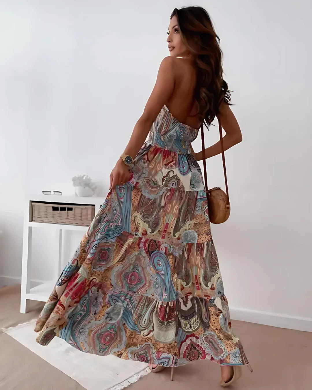 Robe Maxi Bohème Élégante Femme – Style Fluide Sans Manches à Dos Nu - Image 2