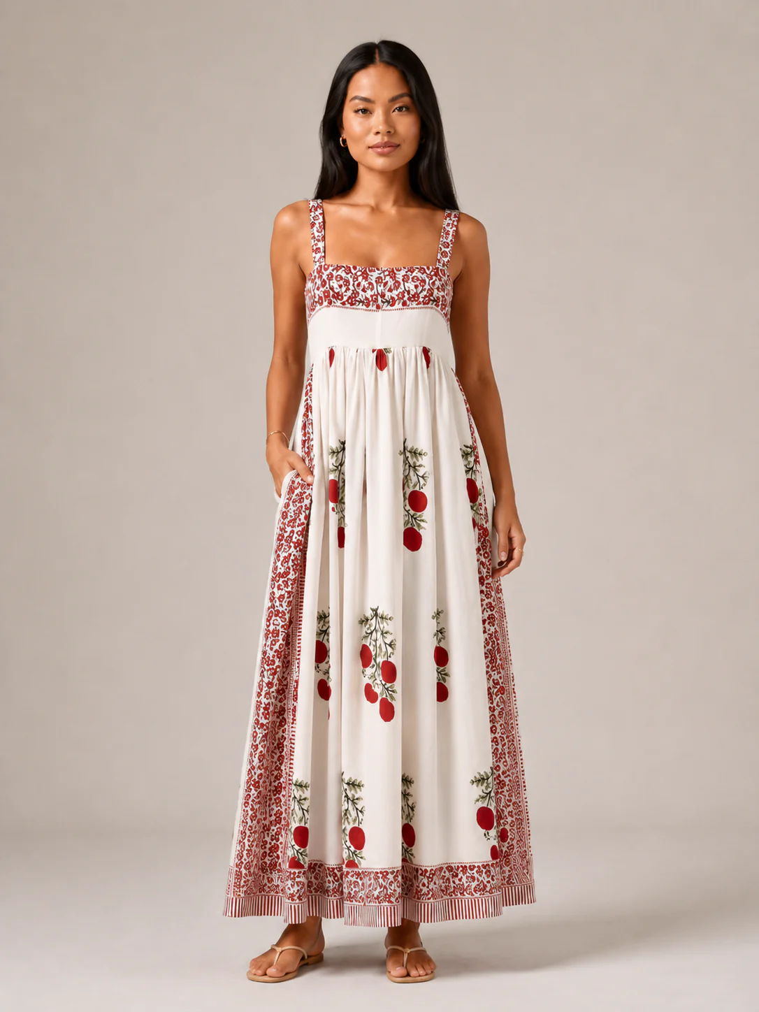Robe maxi boheme femme a larges bretelles - Fluide et elegante - Image 2