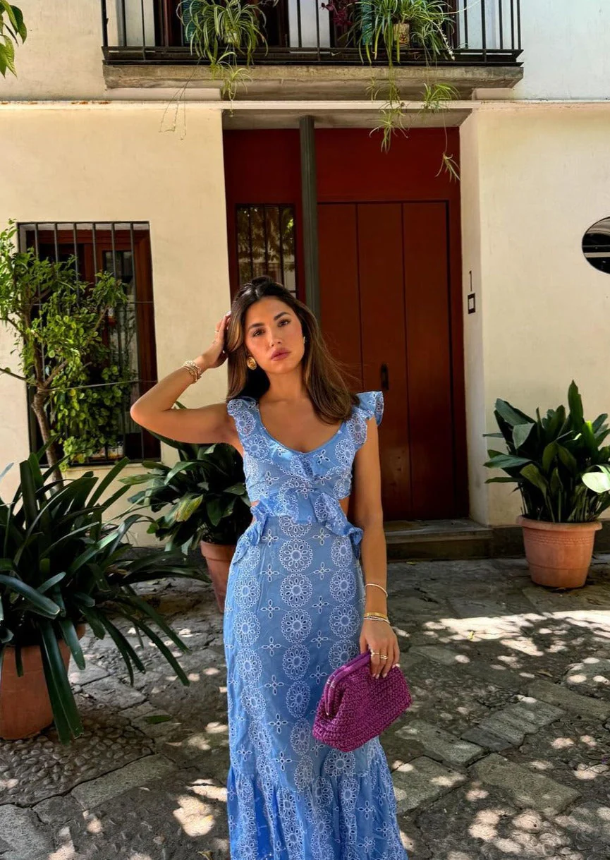 Robe maxi brodée femme dos nu – Élégante et estivale - Image 15