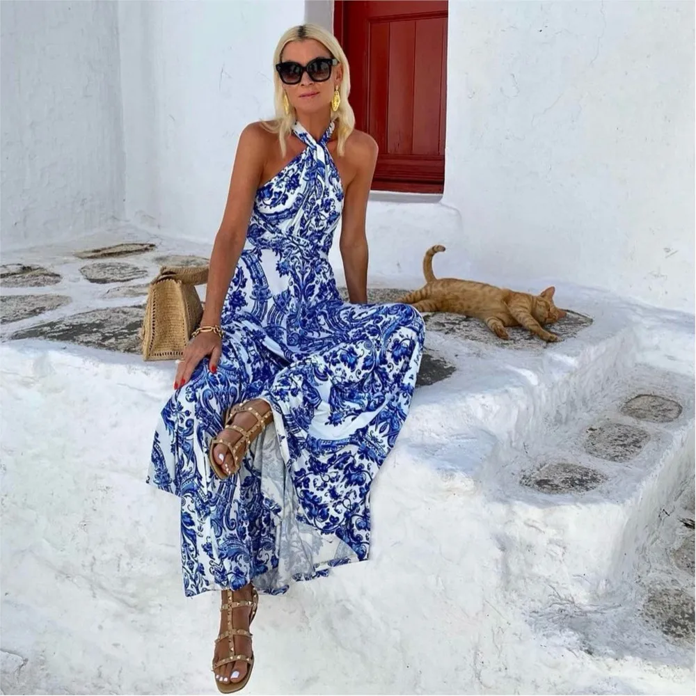 Robe maxi dos-nu femme col halter - Chic et estivale - Image 2