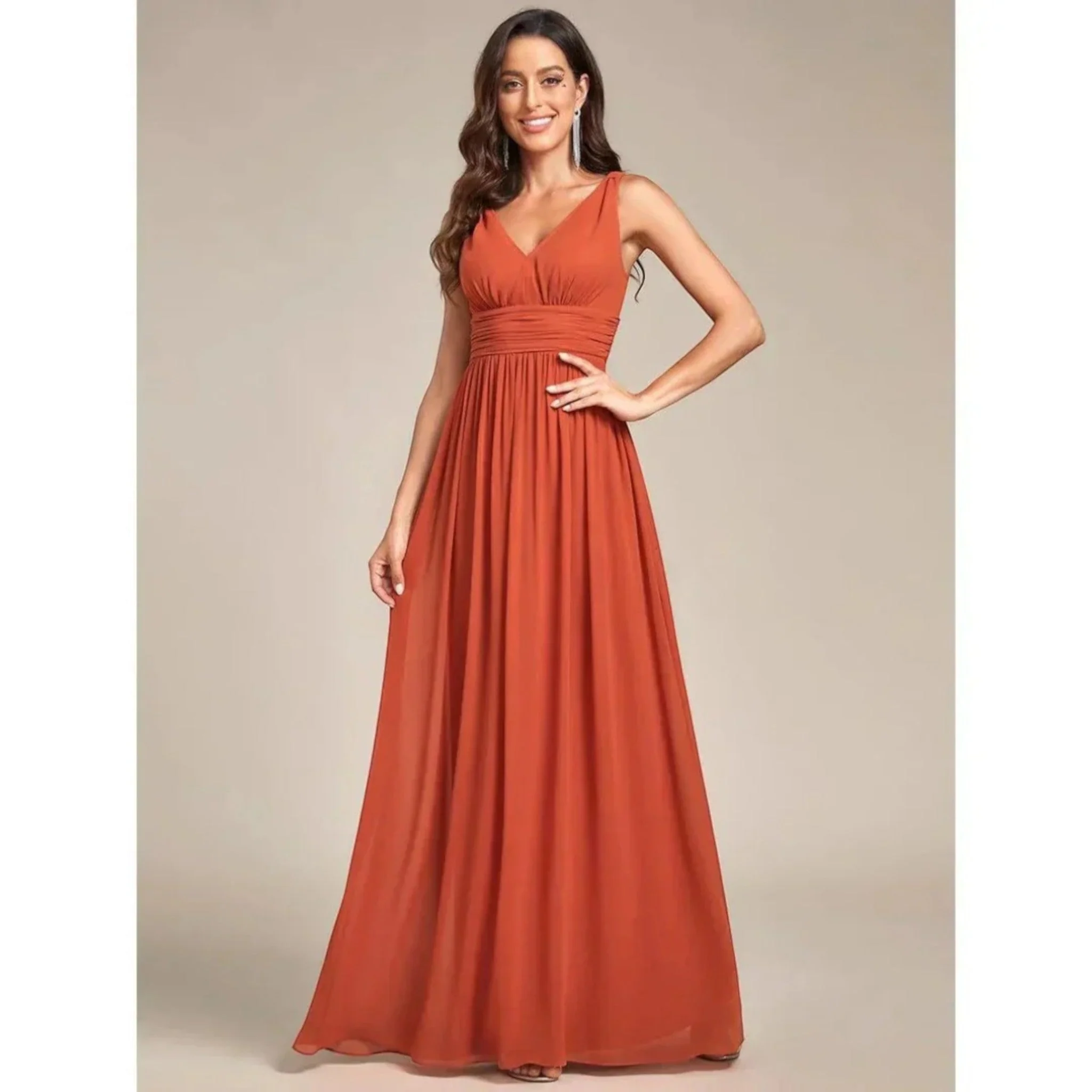 Robe Maxi Élégante à Col V – Style Féminin Intemporel - Image 3