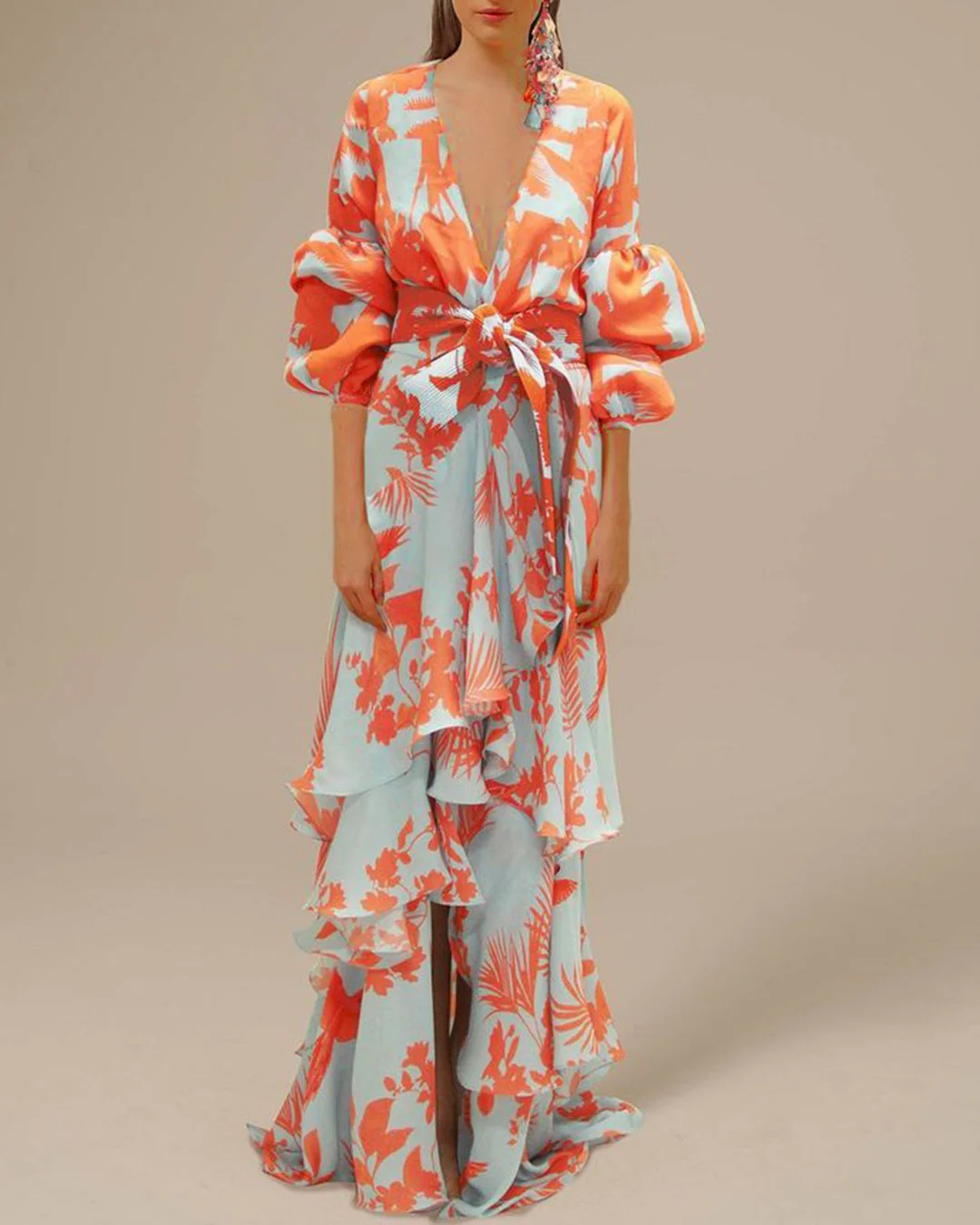 Robe maxi en chiffon imprimée femme – Fluide et habillée
