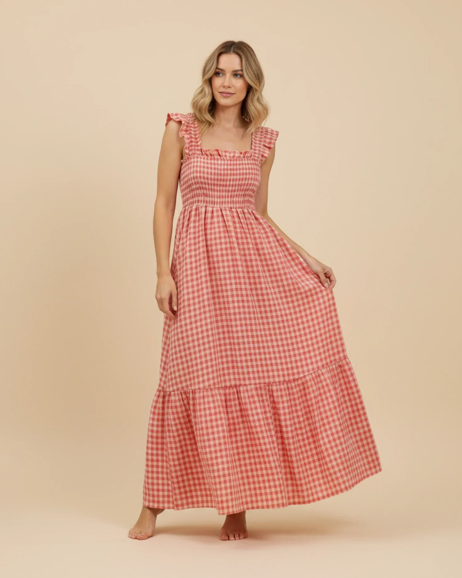 Robe Maxi Femme à Carreaux – Style Estival Élégant et Confortable - Image 11