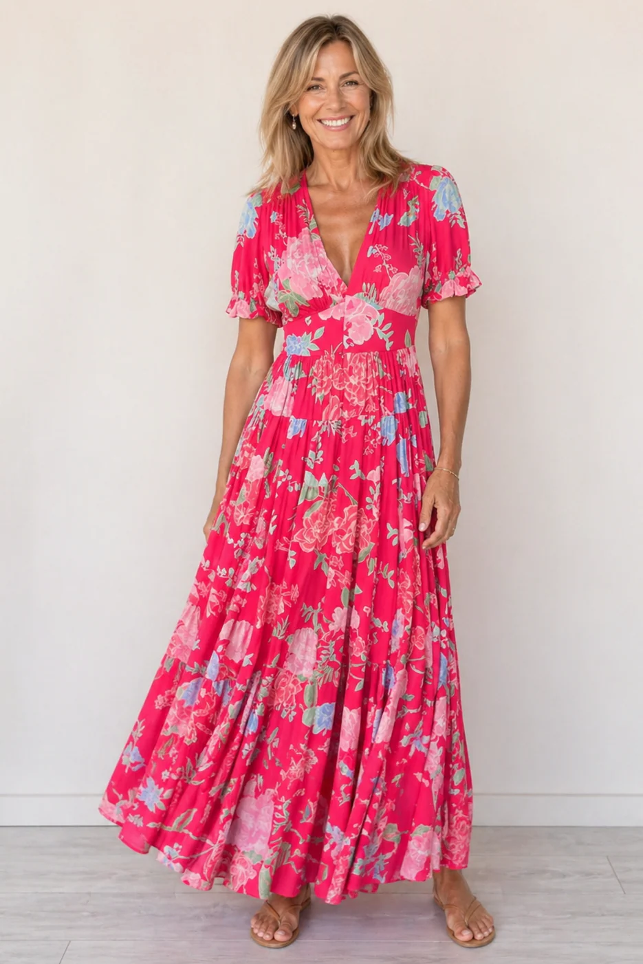 Robe maxi femme à col V – Coupe fluide et allure élégante - Image 2
