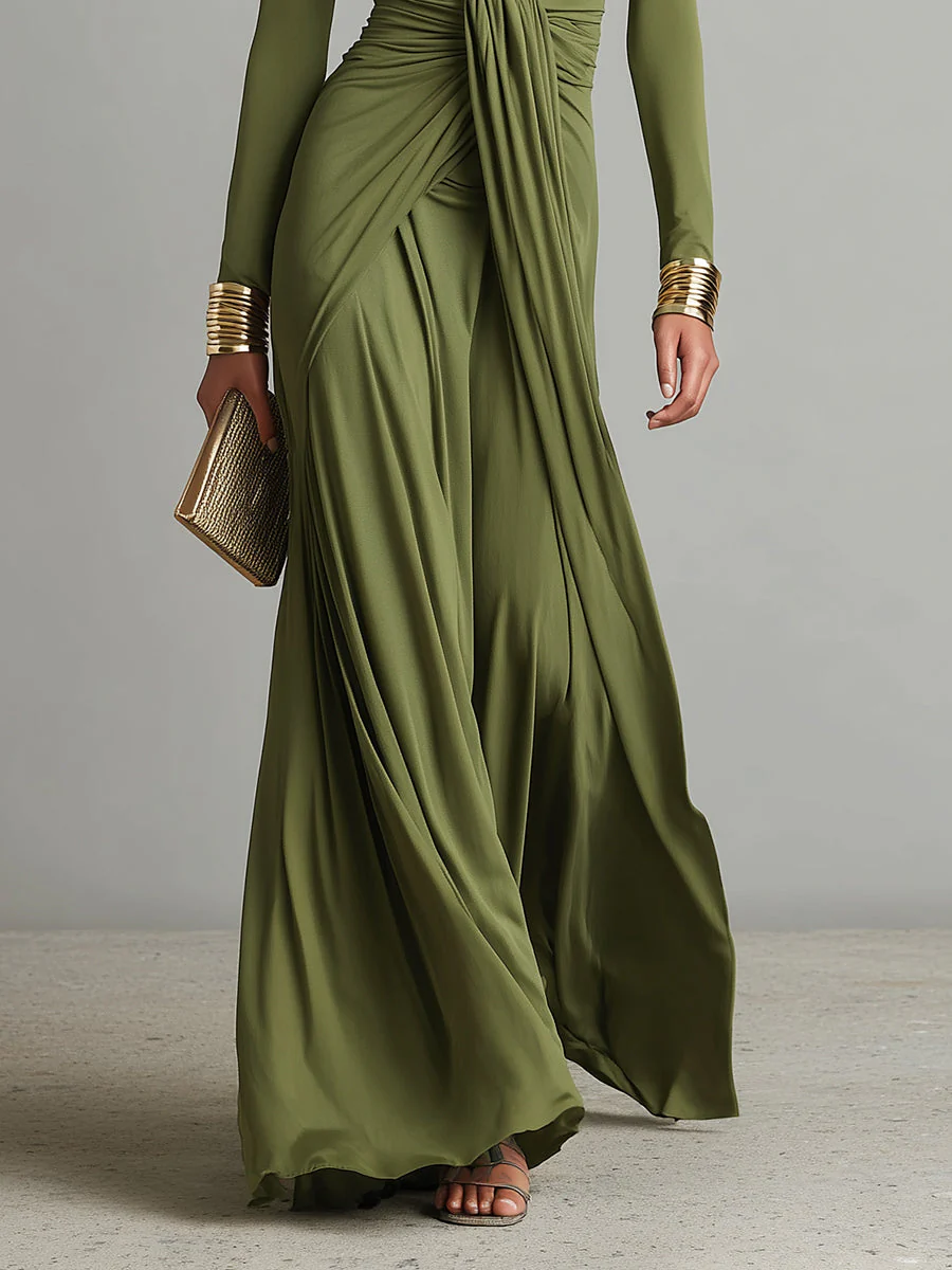 Robe maxi femme a col V profond - Elegante et fluide - Image 3