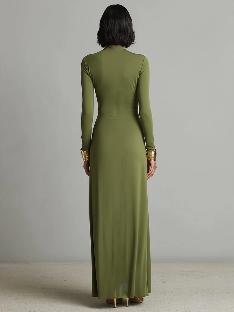 Robe maxi femme a col V profond - Elegante et fluide - Image 6