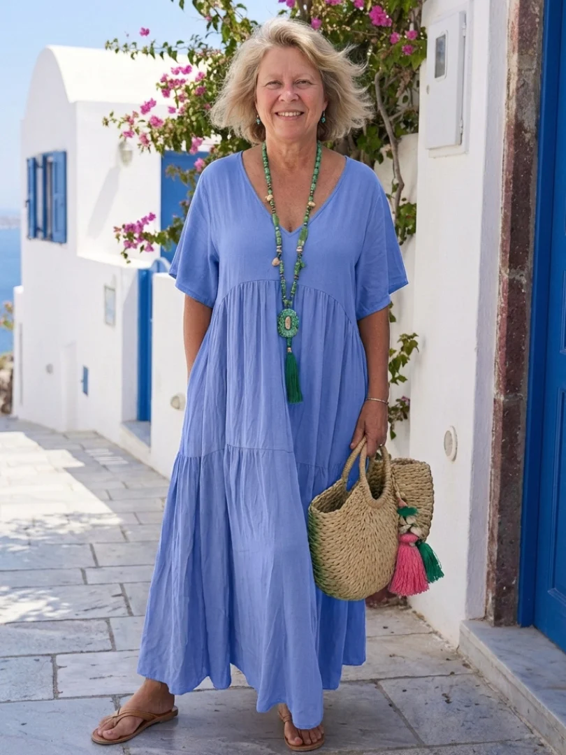 Robe maxi femme à volants et manches courtes – Silhouette légère estivale - Image 3