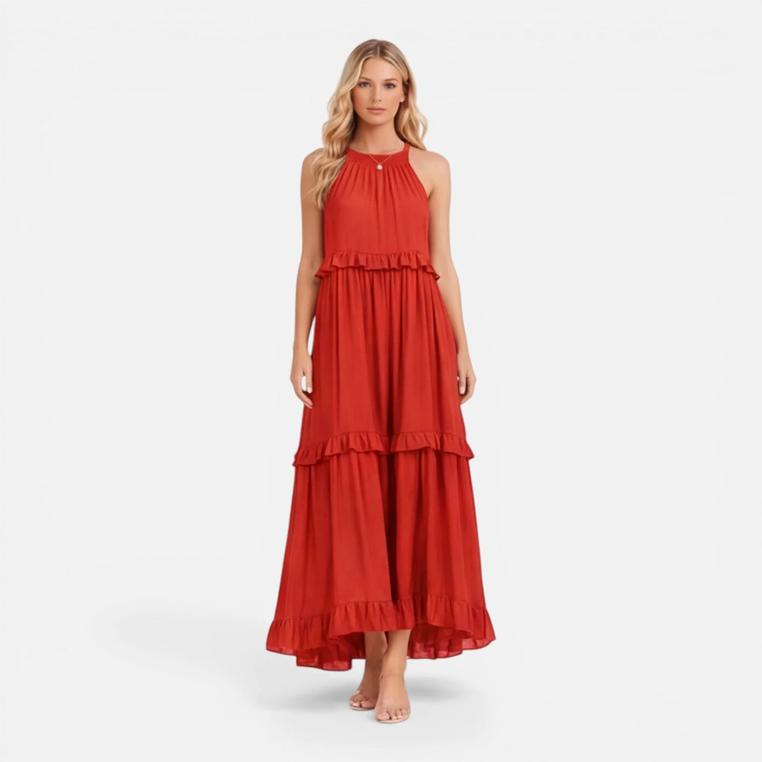 Robe Maxi Femme à Volants – Style Léger Sans Manches Été - Image 13