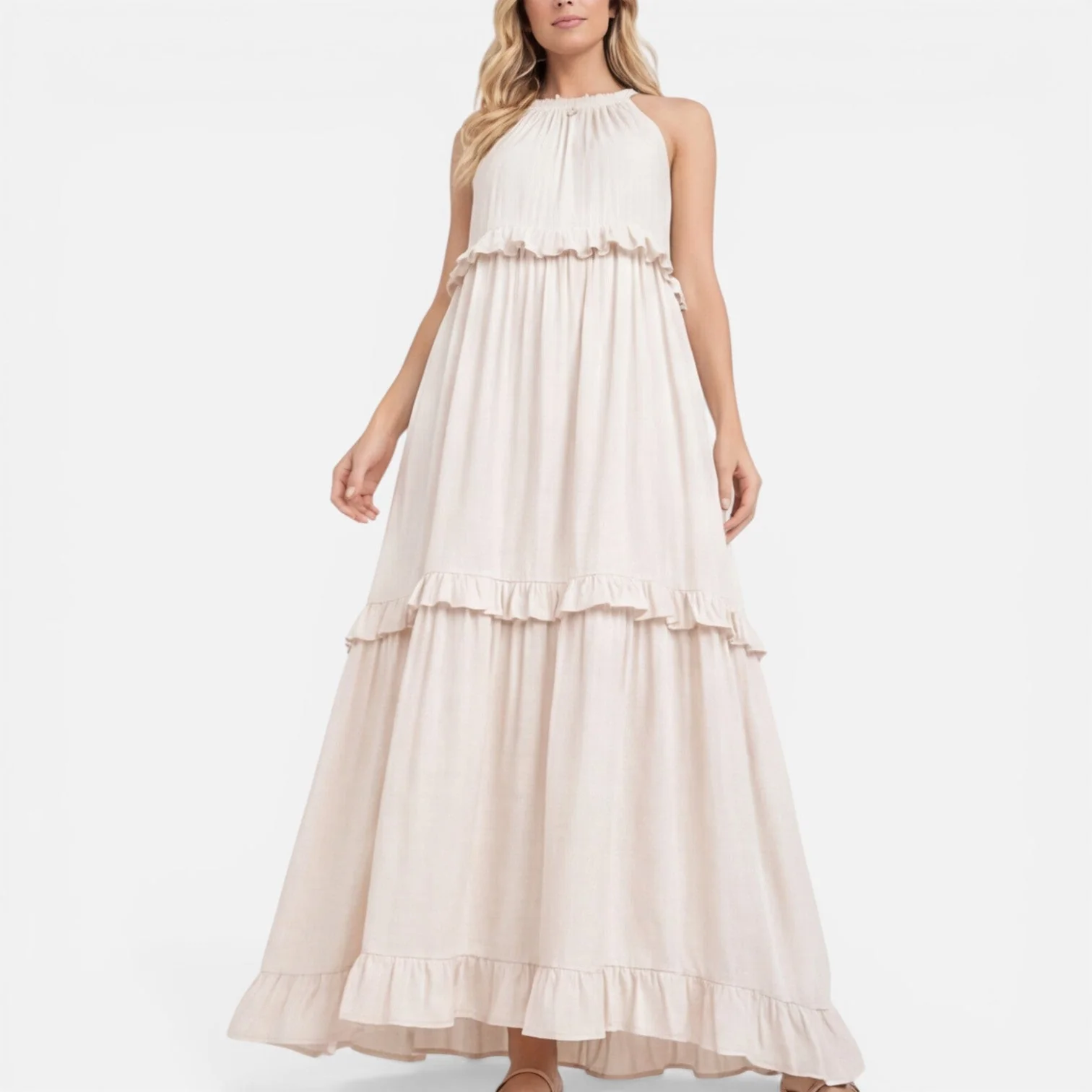 Robe Maxi Femme à Volants – Style Léger Sans Manches Été - Image 4