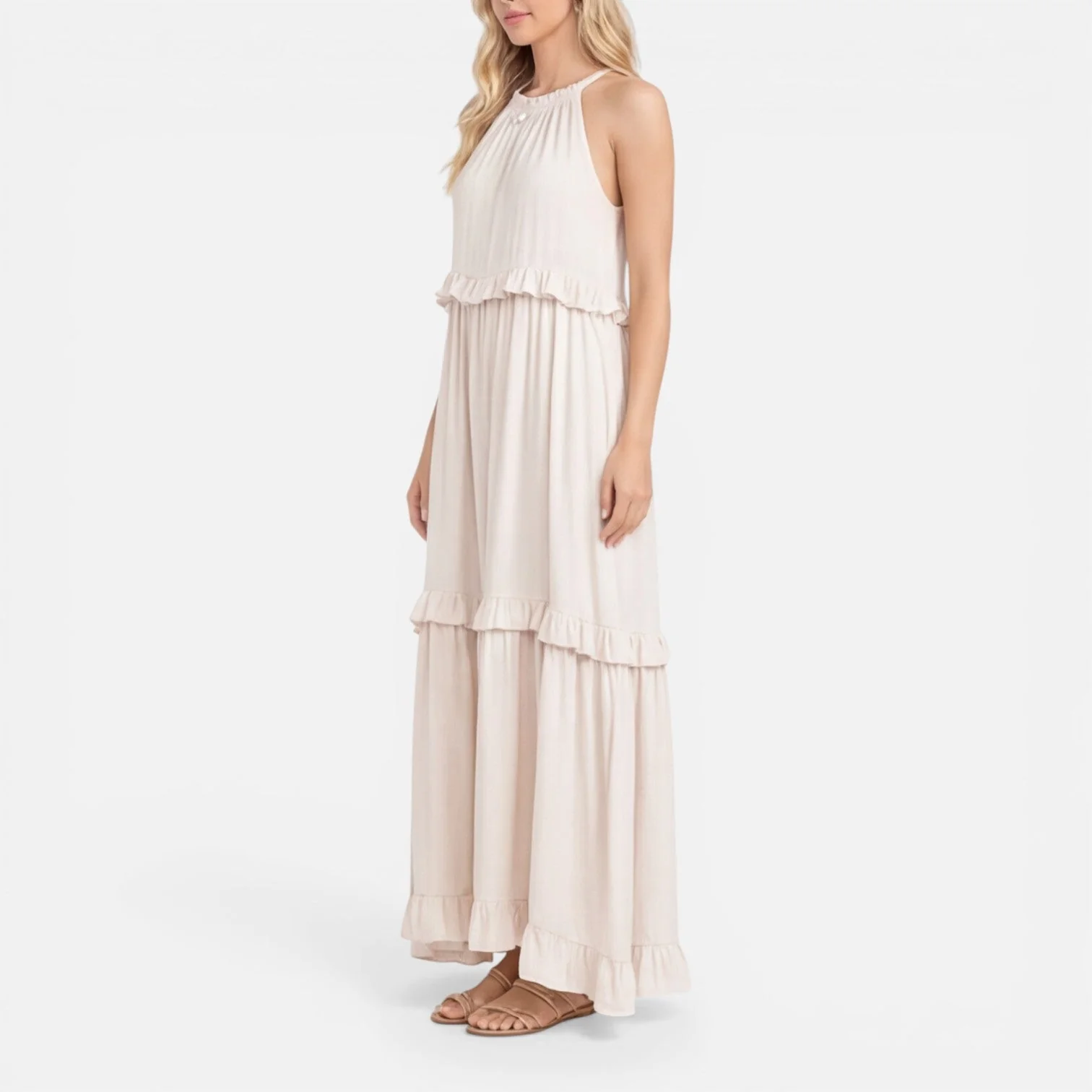 Robe Maxi Femme à Volants – Style Léger Sans Manches Été - Image 5