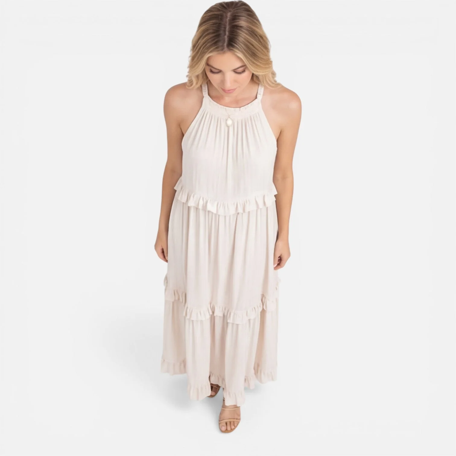 Robe Maxi Femme à Volants – Style Léger Sans Manches Été - Image 6