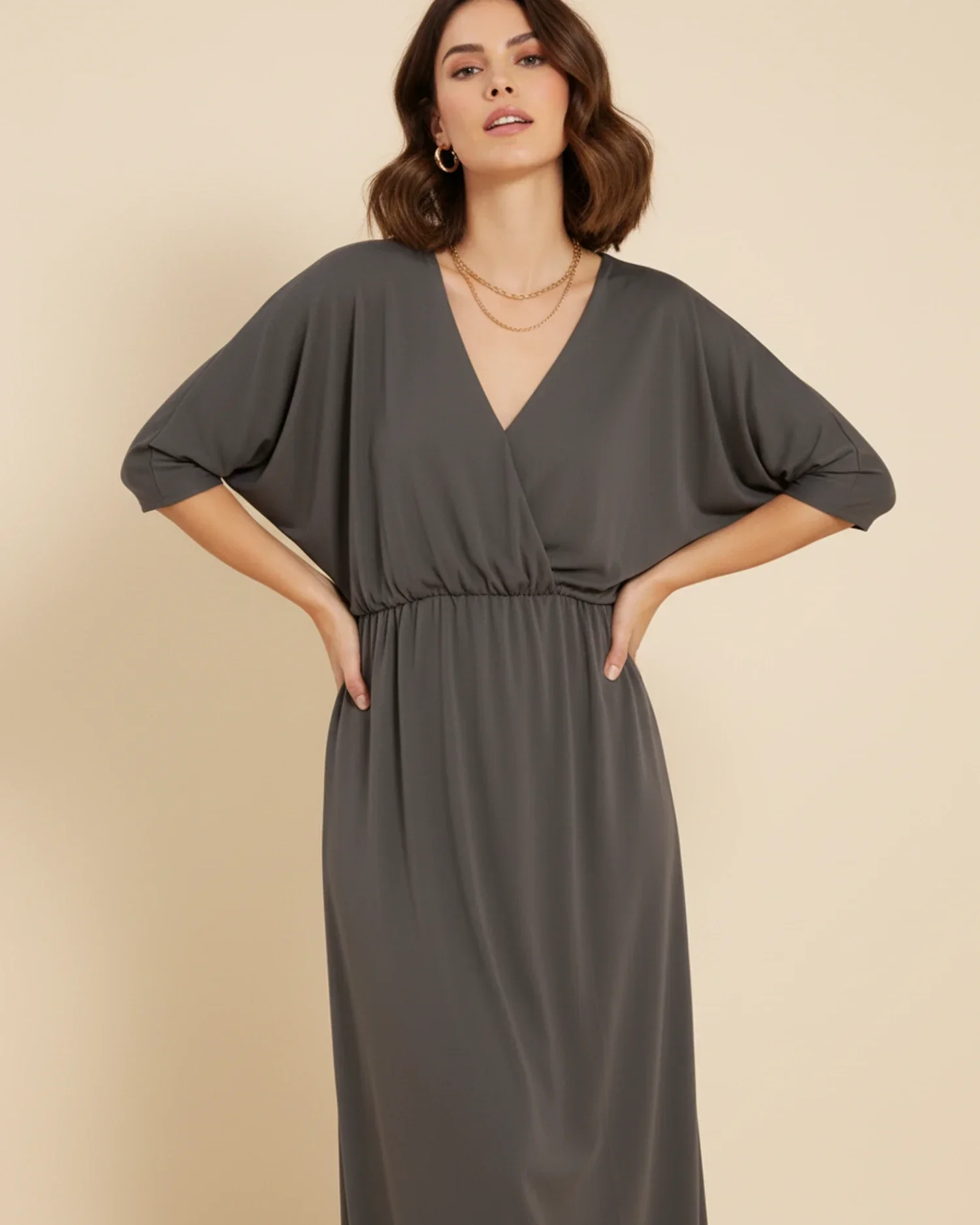 Robe Maxi Femme Col V – Poches et Fente Latérale Style Décontracté Été - Image 11
