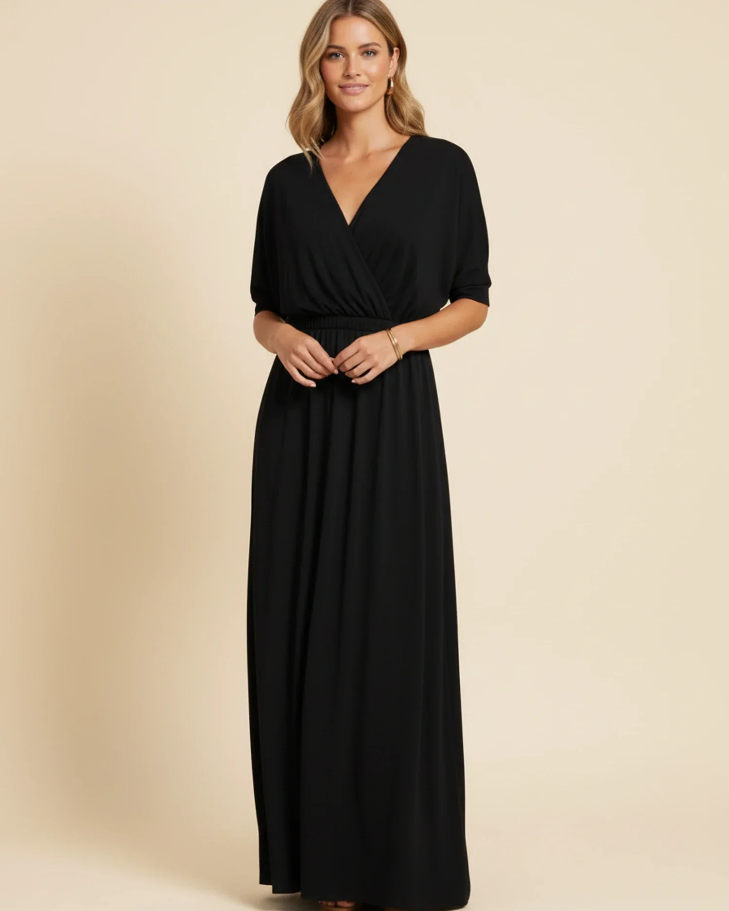 Robe Maxi Femme Col V – Poches et Fente Latérale Style Décontracté Été - Image 5