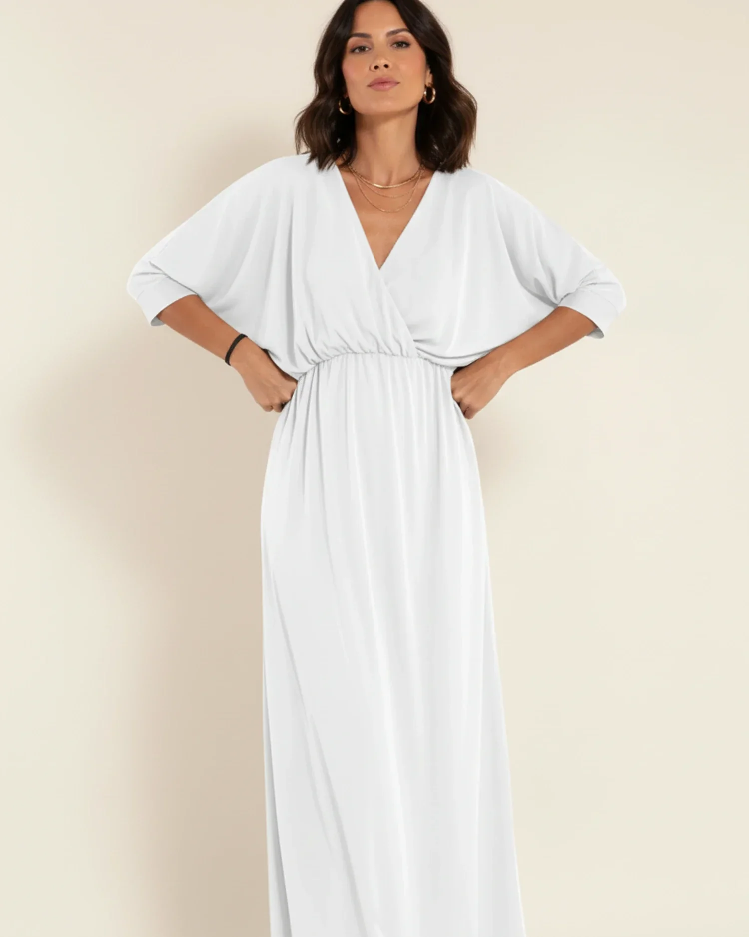 Robe Maxi Femme Col V – Poches et Fente Latérale Style Décontracté Été - Image 8