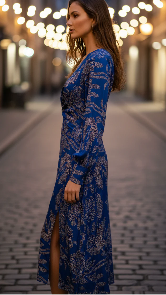 Robe Maxi Femme Élégante Col V – Style Décontracté Fendu - Image 3