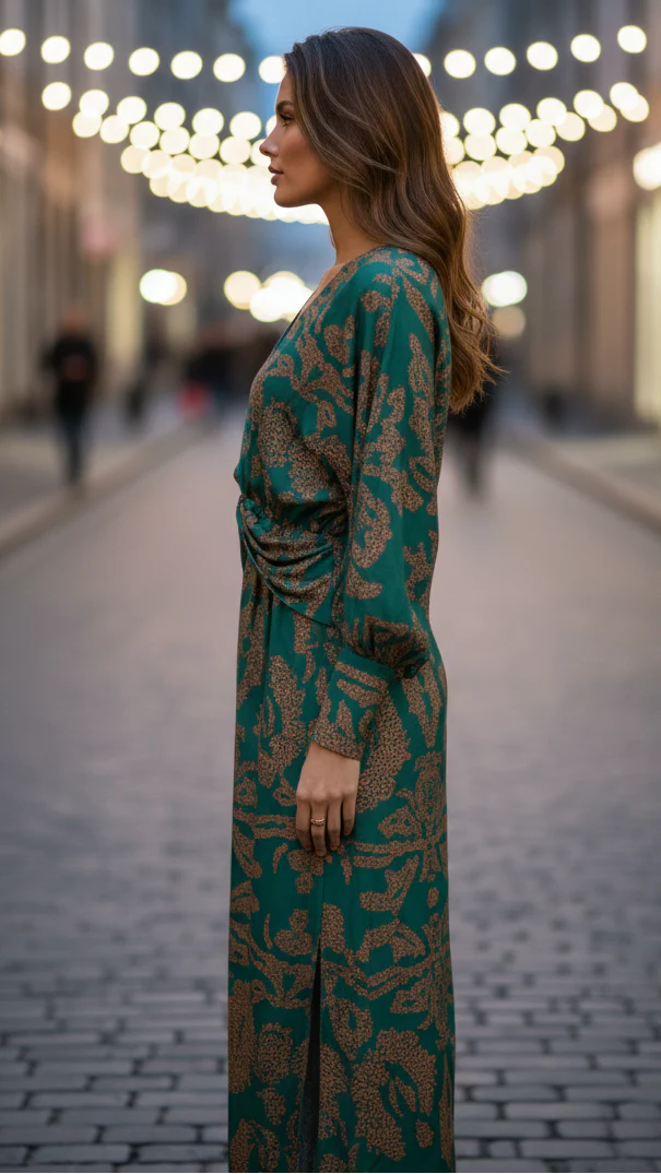 Robe Maxi Femme Élégante Col V – Style Décontracté Fendu - Image 5