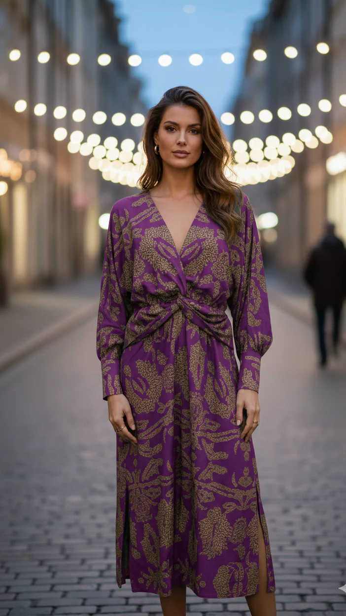 Robe Maxi Femme Élégante Col V – Style Décontracté Fendu - Image 6