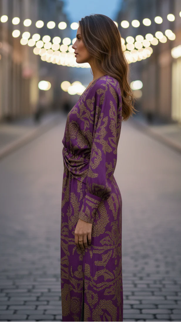 Robe Maxi Femme Élégante Col V – Style Décontracté Fendu - Image 7