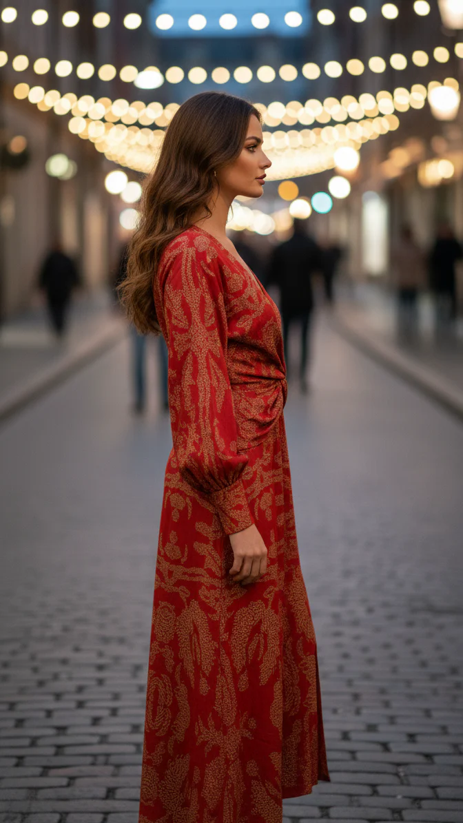 Robe Maxi Femme Élégante Col V – Style Décontracté Fendu - Image 9