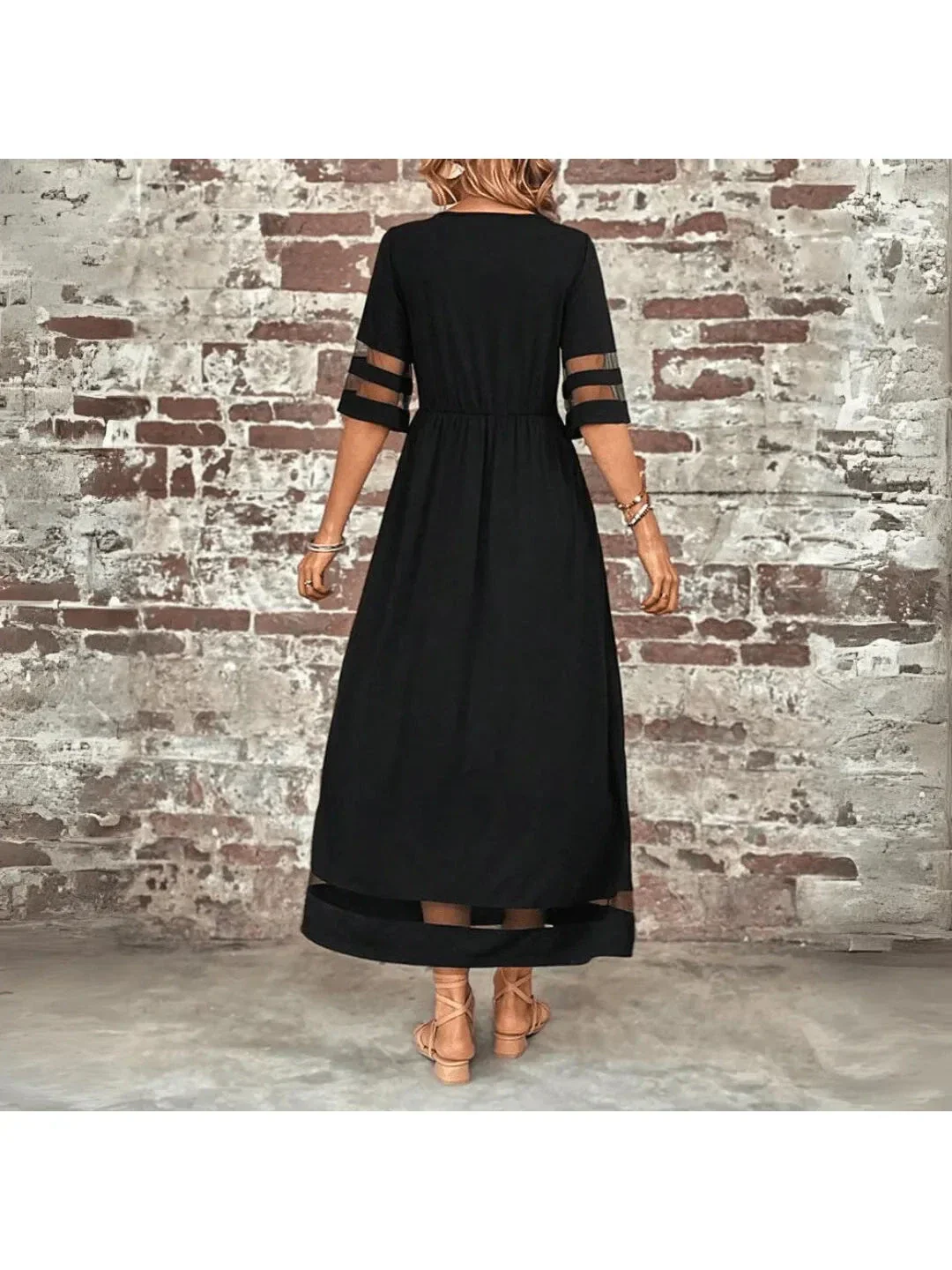 Robe Maxi Femme Élégante en Coton – Silhouette Évasée avec Poches - Image 4