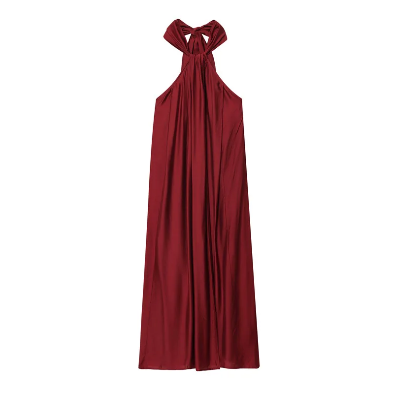 Robe maxi femme halter drapee avec ouverture - Elegante et habillee - Image 5