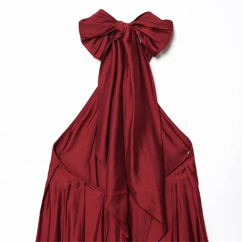 Robe maxi femme halter drapee avec ouverture - Elegante et habillee - Image 6