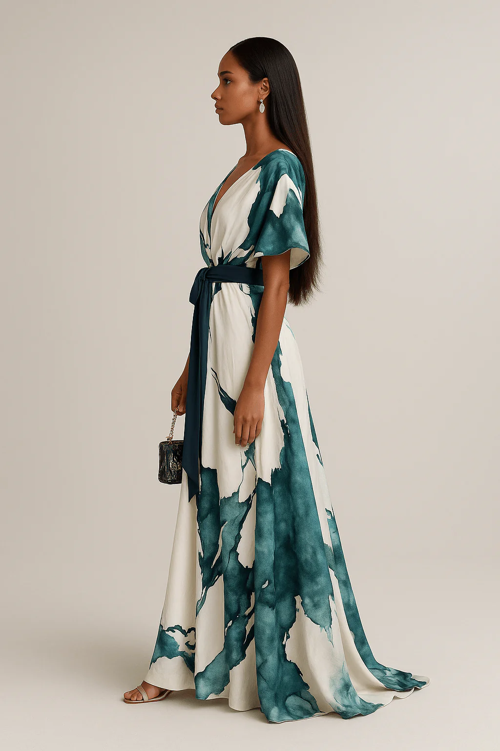 Robe Maxi Femme Imprimé Aquarelle - Robe Longue Fluide Élégante - Image 2