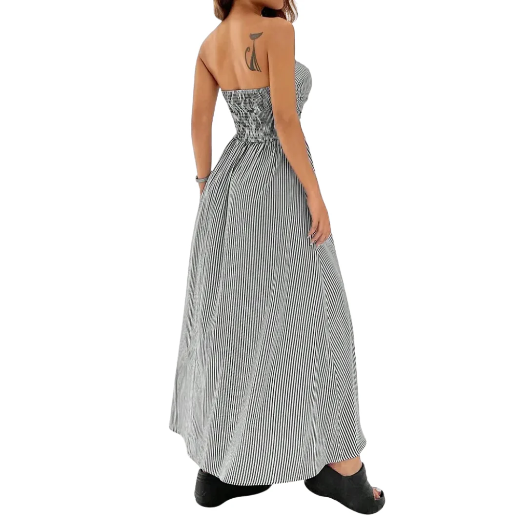Robe maxi femme rayee bustier avec poches - Legere et estivale - Image 4