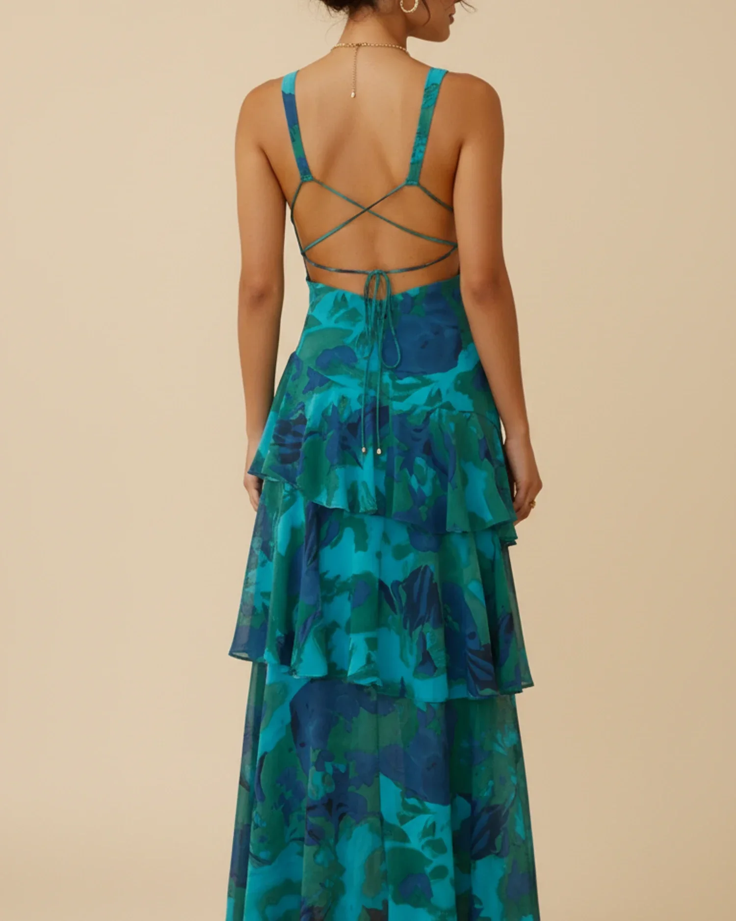 Robe Maxi Femme Sans Manches à Fleurs – Style Estival Élégant à Volants - Image 4